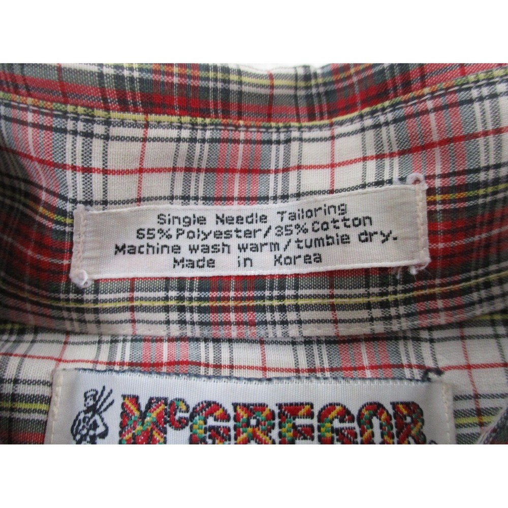 Mcgregor Shirt Mens Large Red Bagpiper Button Plaid Casual Vintage Western 80s - Picture 4 of 10